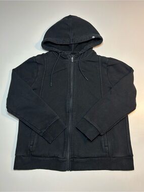 FIGS Essential On-Shift Full Zip Hoodie Black Medical Scrubs Jacket